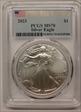 2023 $1 Silver Eagle First Day of Issue MS70