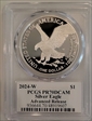 2024-W  $1 Silver Eagle Advanced Release Emily Damstra Flag PR70DCAM