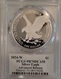2024-W  $1 Silver Eagle Advanced Release Emily Damstra Flag PR70DCAM