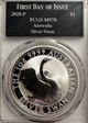 2020-P $1 Silver Swan First Day of Issue MS70