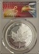 2019 $5 Maple Leaf Silver Modified PR Pride of Two Nations, U.S. Set T.C. Eagle w Sun PR70