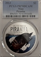 2013 $2 Piranha Colorized Real River Monsters PR70DCAM