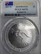 2017-P $1 Kangaroo Ag First Strike MS70