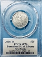 2008-W $25 Burnished St. of Liberty First Strike Mercanti Flag SP70