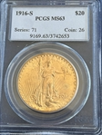 1916-S $20 MS63