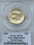 2009 $20 Ultra High Relief Double Eagle David Hall Signature MS70