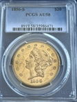 1856-S $20 AU58