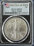 2020 $1 Silver Eagle First Day of Issue MS70