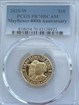 2020-W $10 Mayflower 400th Anniversary PR70DCAM