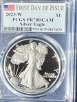 2025-W $1 Silver Eagle First Day of Issue PR70DCAM