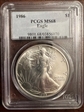 1986 $1 Silver Eagle MS68