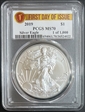 2019 $1 Silver Eagle First Day of Issue 1 of 1,000 MS70