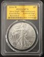 2016-W $1 Burnished Silver Eagle 30th Anniversary Lettered Edge FS 1 of2016Goldfoil SP70