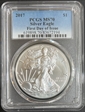 2017 $1 Silver Eagle First Day of Issue MS70