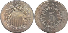 1866 5C Rays MS66