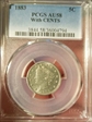 1883 5C With CENTS AU58