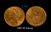 1907 $5 MS63
