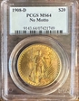 1908-D $20 No Motto MS64
