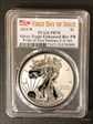 2019-W $1 Silver Eagle Enhanced Rev PR Pride of Two Nations, U.S. Set First Day of Issue PR70