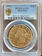 1854 $20 Small Date AU53