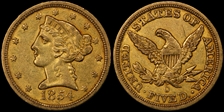 1854-O $5 AU53