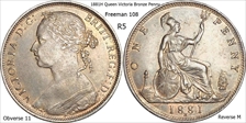 1881 H  penny  F108 11+M R5 UNC