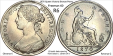 1870 one penny  6+G Rarity R6 AEF