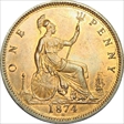 1874 H  QUEEN VICTORIA ONE PENNY  F73 7+H Rarity R7 MS64