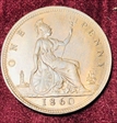 1860 ONE PENNY  F10 2+D UNC