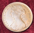 1860 ONE PENNY  F10 2+D UNC