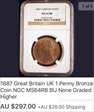 1887 1d ONE PENNY  MS64