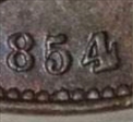 1854 one penny  fillined for  unc au 