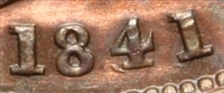 1841 Penny (4 Over 8) - Victoria  1d large copper penny  4 over 8  nef 