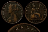 1861  RARE HALF PENNY HALP HALP  GVF