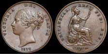 1858  one penny  dot below last 8 in date  
