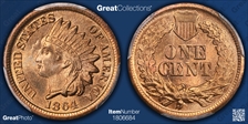 1864 1C Bronze MS66RD