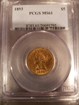 1893 $5 MS61