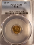 1849 G$1 No L AU58