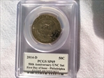 2014-D 50C 50th Anniversary UNC Set First Day of Issue - Philadelphia SP69