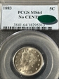 1883 5C No CENTS MS64