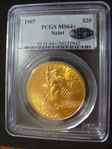 1907 $20 Saint-Gaudens MS64+ 