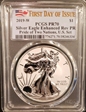 2019-W $1 Silver Eagle Enhanced Rev PR Pride of Two Nations, U.S. Set First Day of Issue PR70