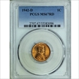 1942-D 1C MS67RD