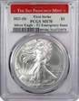 2021-(S) $1 Silver Eagle - T2 Emergency Issue Struck at San Francisco First Strike MS70