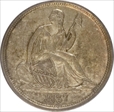 1837 10C Seated, Large Date AU58