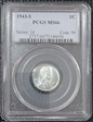 1943-S 1C MS66