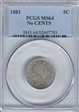1883 5C No CENTS MS64