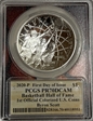 2020-P $1 Basketball Hall of Fame 1st Official Colorized U.S. Coins FDI Picture Fram PR70DCAM
