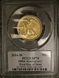 2016-W 50C Walking Liberty Gold 100th Anniversary FDI Mercanti SP70