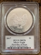 2017 $1 Silver Eagle First Day of Issue Mercanti MS70